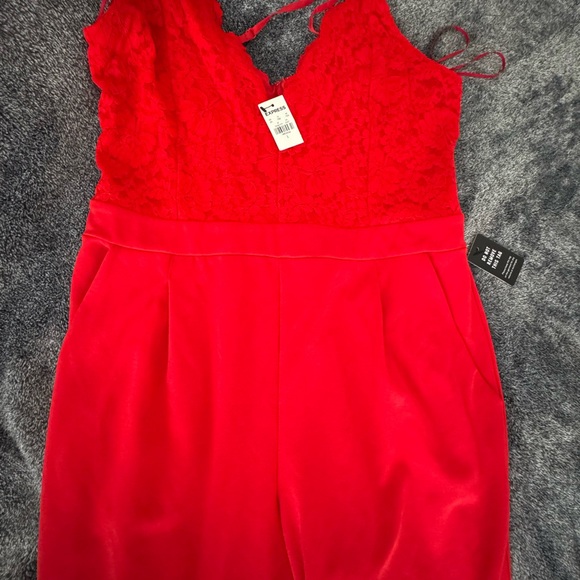 Express Pants - Express Red Lace Jumpsuit